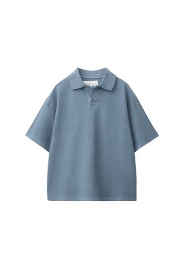 Zara WASHED EFFECT POLO SHIRT - Blue