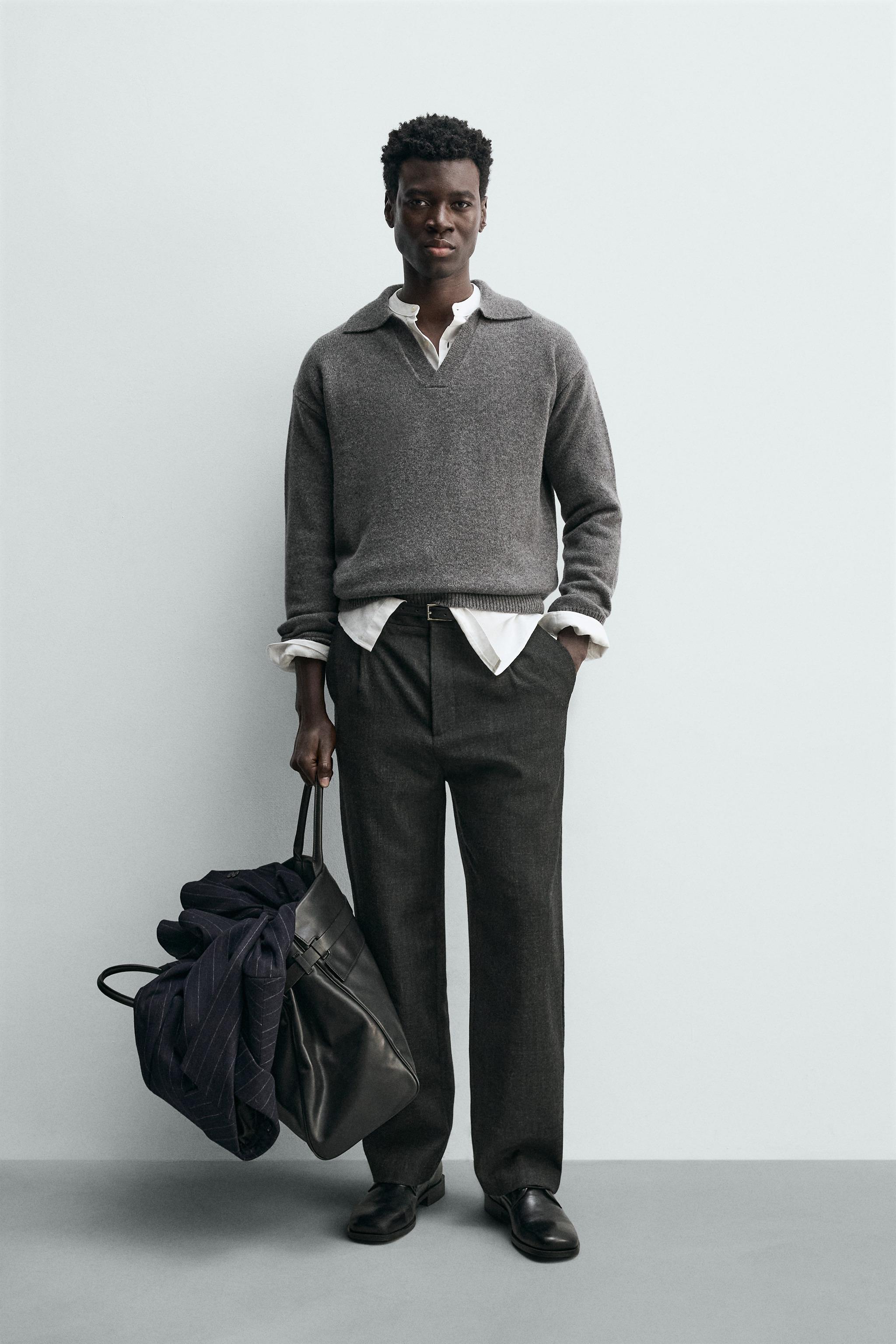 ウール＆カシミヤニットポロシャツ - グレーマール | ZARA Japan / 日本