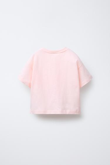 GINGHAM CHECK APPLIQUÉ T-SHIRT - Pink by Zara - Image 1