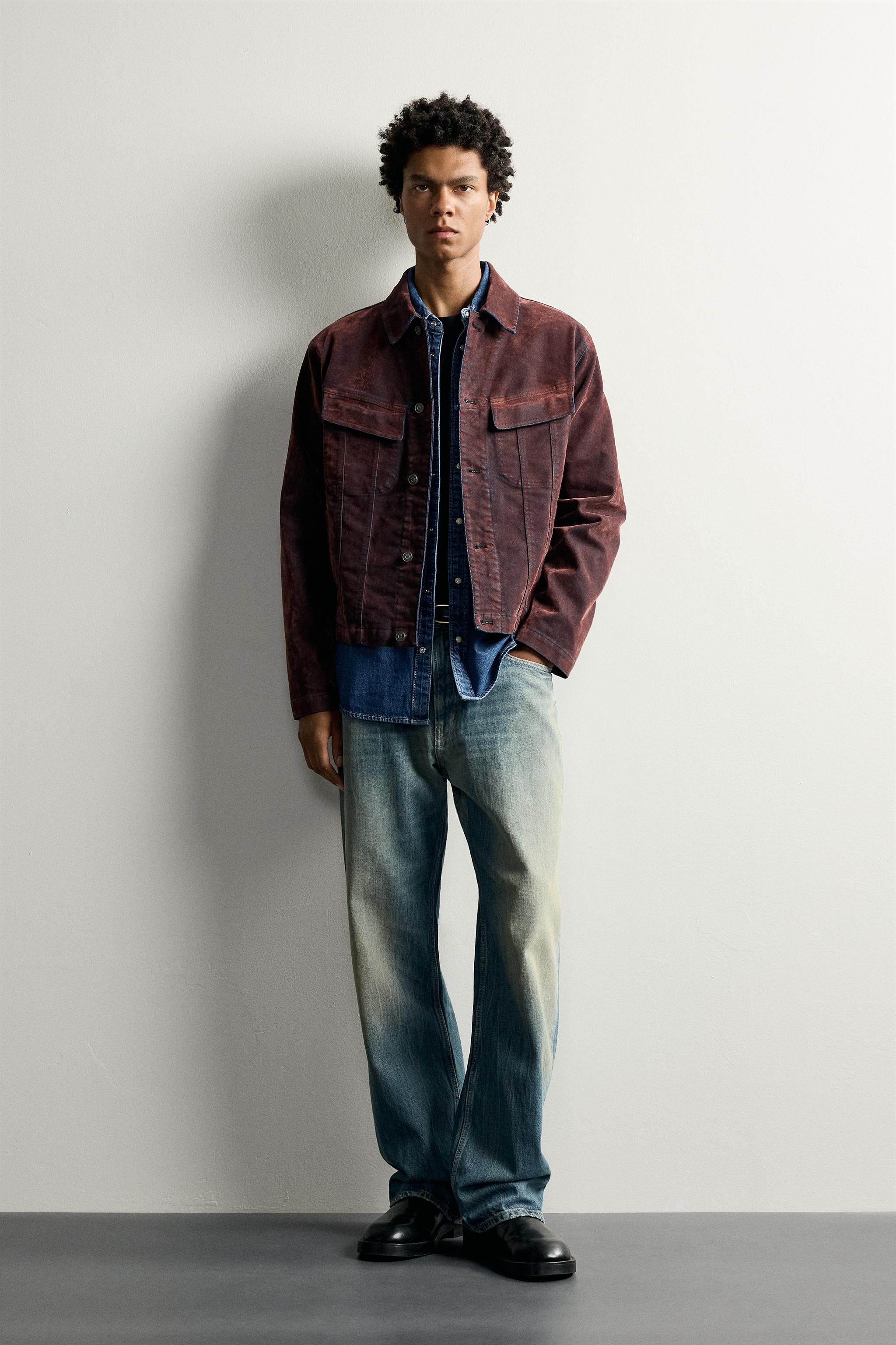 FLOCKED DENIM CROPPED JACKET