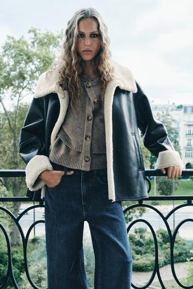 Zara DOUBLE FACED JACKET ZW COLLECTION - Black