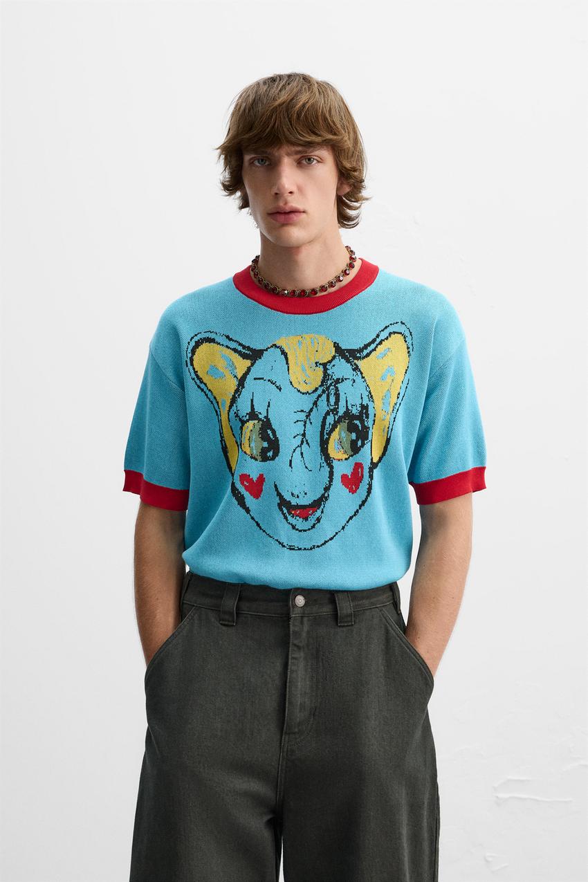 ジャカード織り エレファントTシャツ X HARRY LAMBERT - ブルー | ZARA 