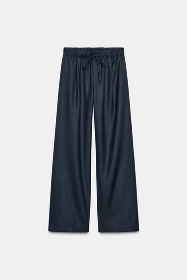 Zara PLAID PAJAMA PANTS - Navy blue