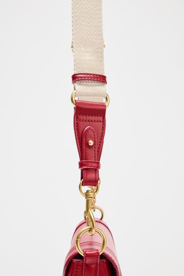 Zara CONTRAST TOPSTITCH CROSSBODY BAG - Red