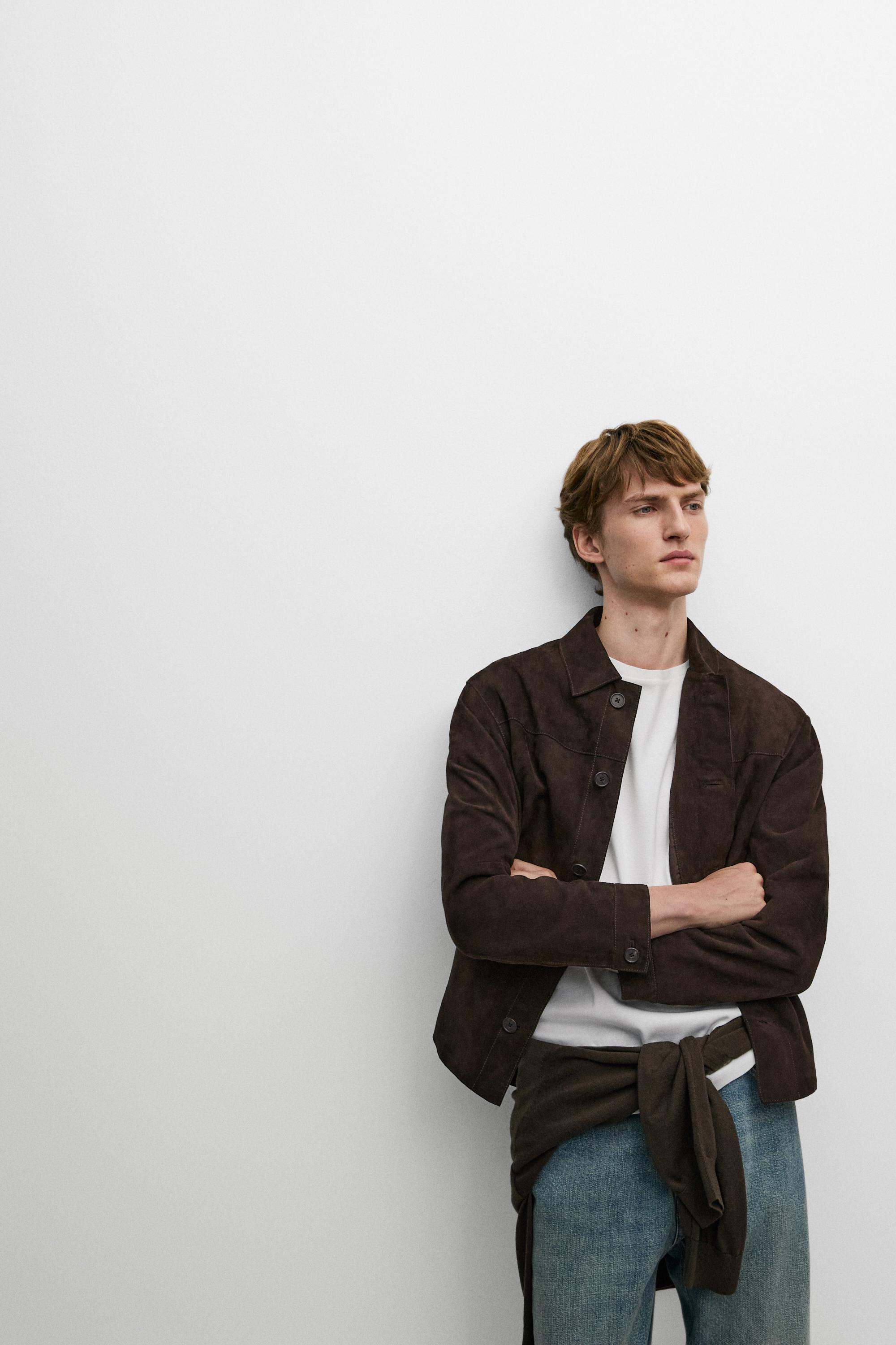 Suede leather pocket overshirt