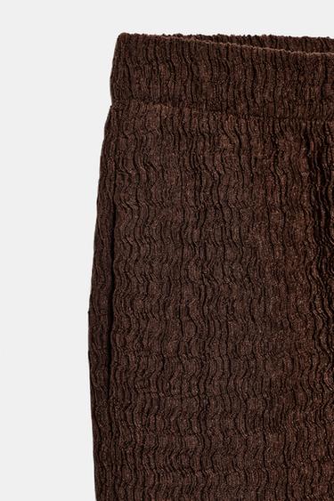 CRINKLE-EFFECT TROUSERS - Brown by Zara - Image 7