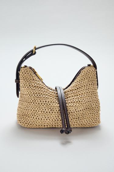 Zara MINI BUCKET BAG WITH BEAD DETAIL - Light beige