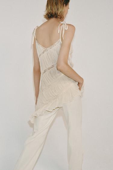 TOP ASYMÉTRIQUE PLIS ZW COLLECTION - Écru de Zara - Image 2