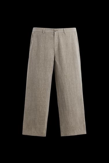 Zara 100% WASHED LINEN SUIT PANTS - Mink