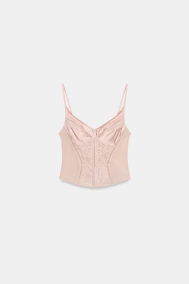 CONTRAST CORSET WITH STRAPS - Beige-pink by Zara - Image 6