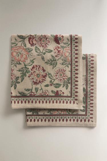 BLUMEN-SERVIETTEN (2ER-PACK) - Braun / Braungrau von Zara - Bild 0