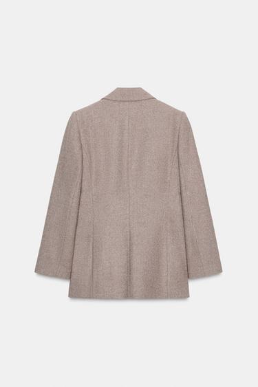 VESTE À CHEVRONS AVEC LAINE - Marron clair de Zara - Image 6