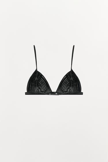 100% LEATHER BRALETTE - Black by Zara - Image 4