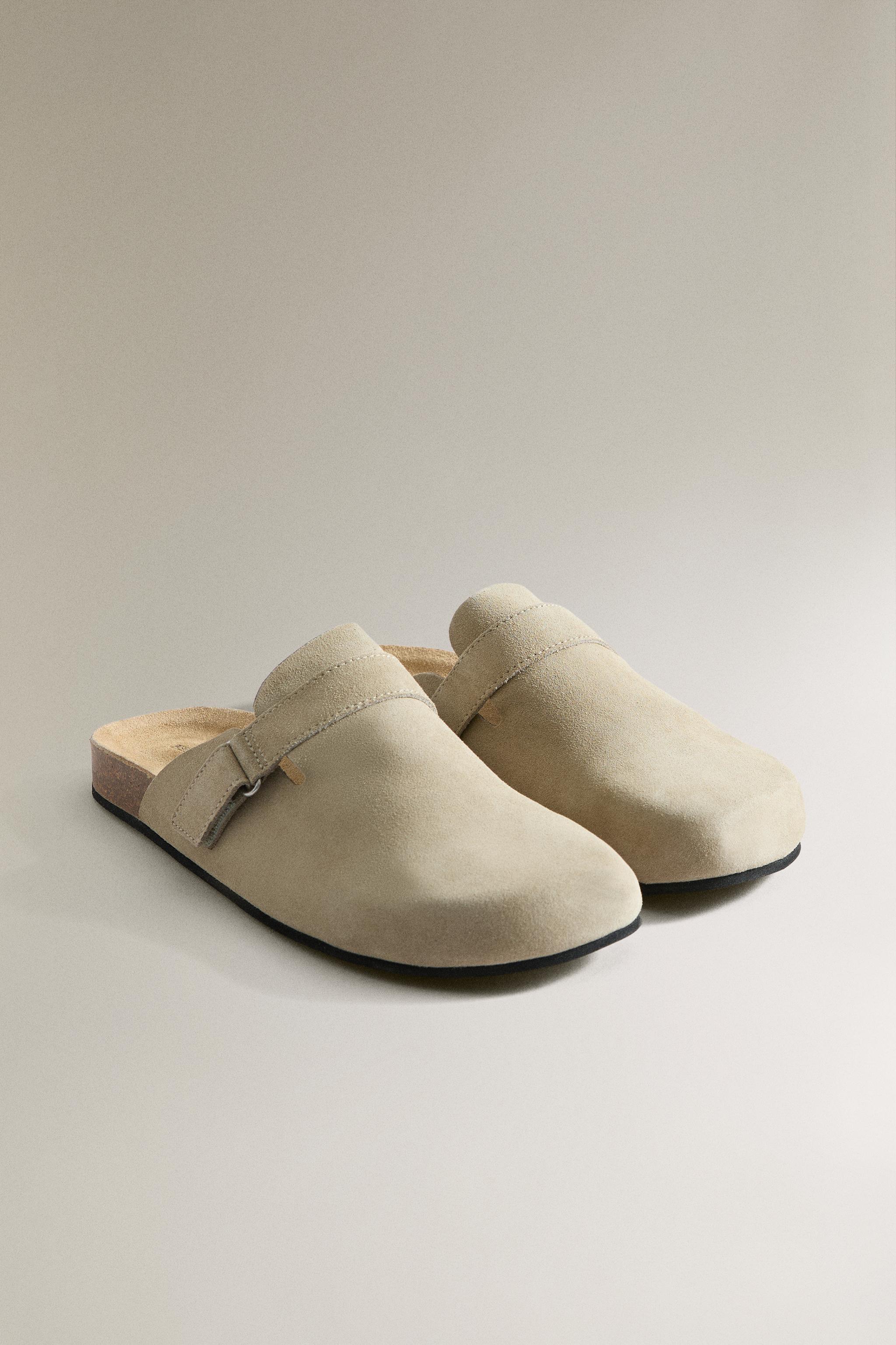 LEATHER MULE CLOGS WITH STRAP