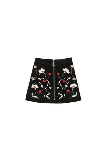 SUEDE MINI SKIRT WITH PRINT