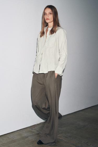 РИЗА НА РАЙЕТА С НАМАЧКАН ЕФЕКТ ZW КОЛЕКЦИЯ - раиран от Zara