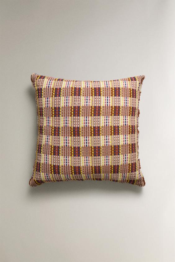 TEXTURED COTTON FLOOR CUSHION x COLLAGERIE - Stripes | ZARA United Kingdom