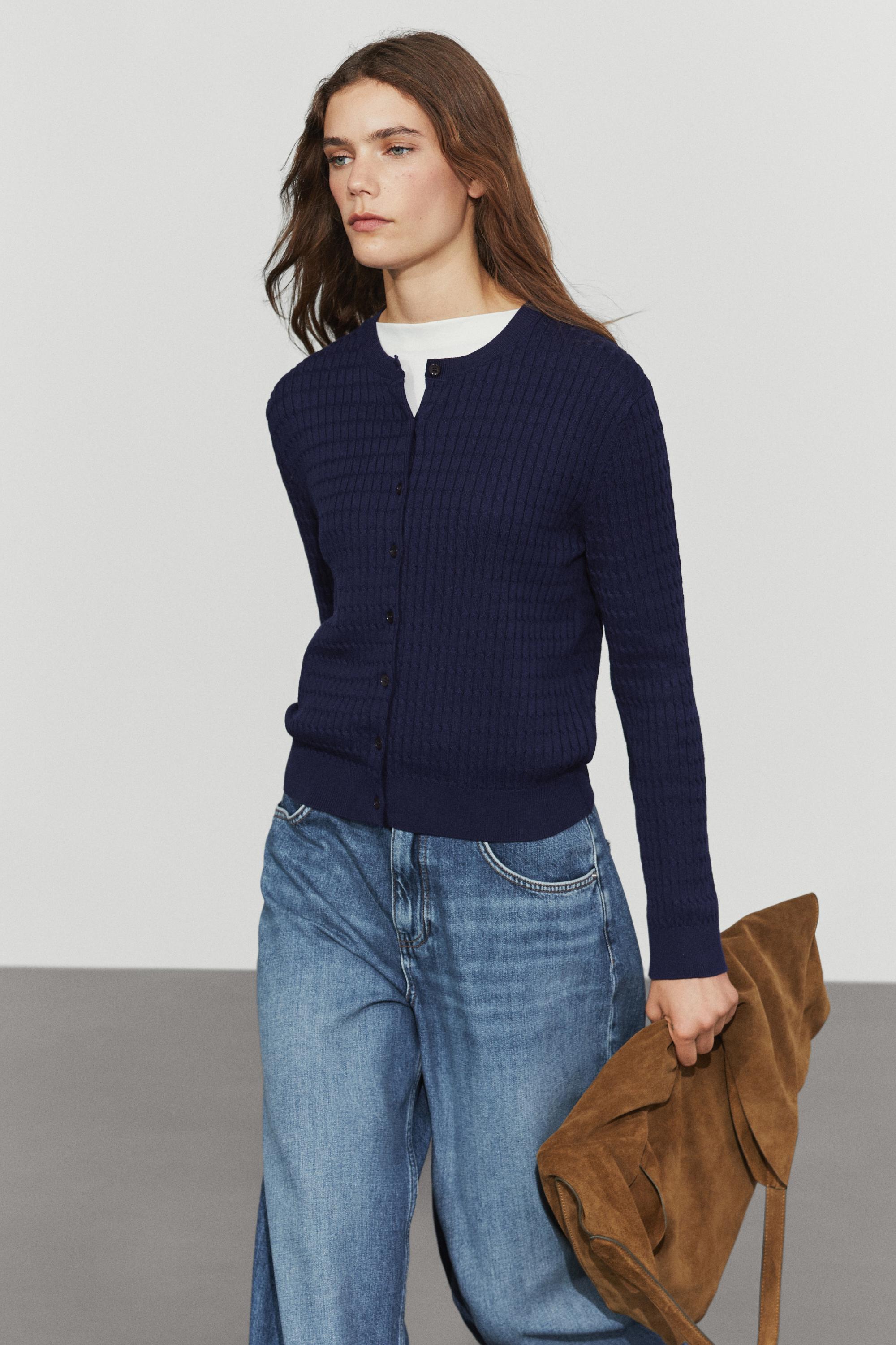 100% cotton braided knit cardigan — Bluish