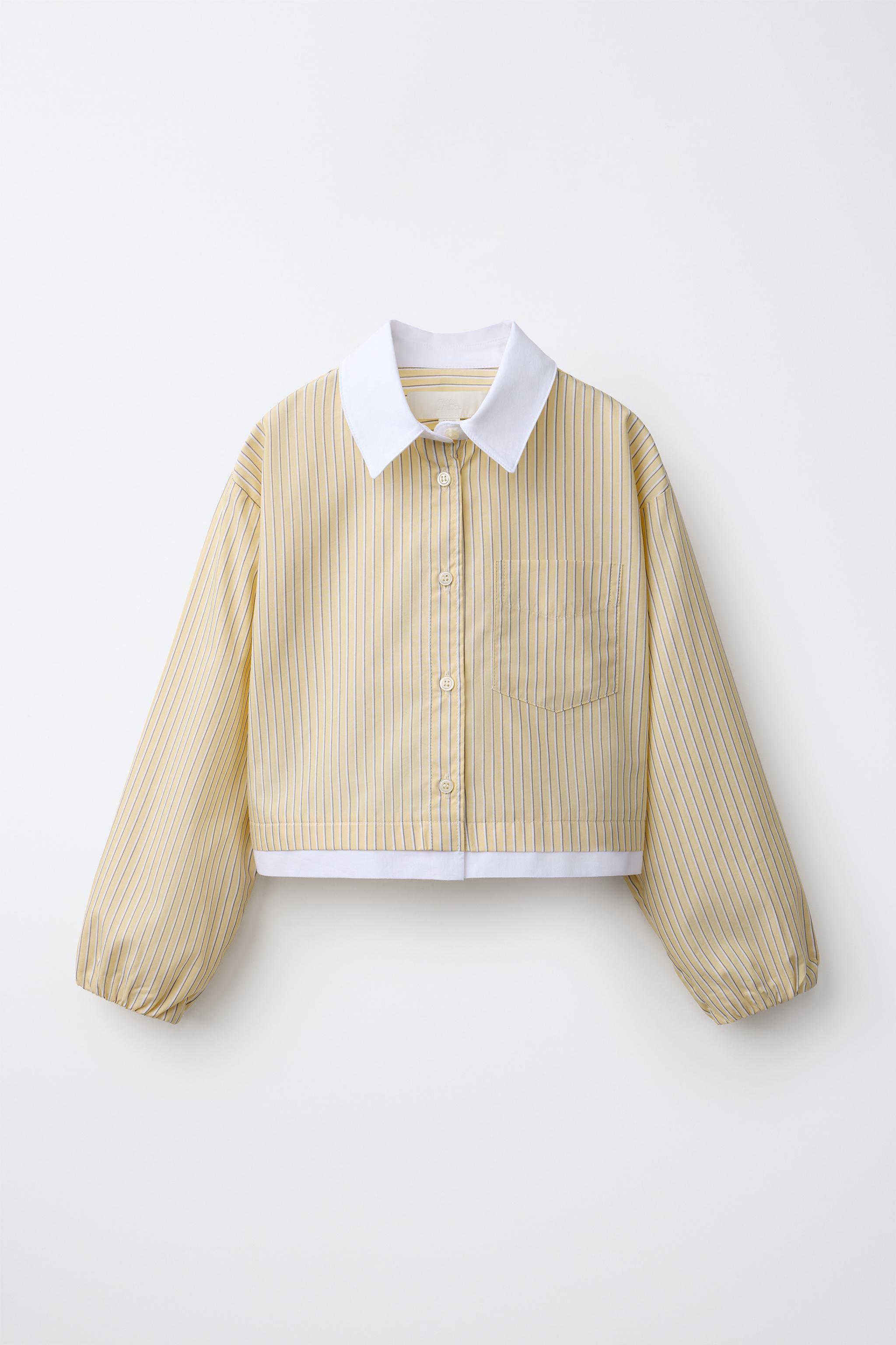 Детские рубашки Zara STRIPED BALLOON SHIRT — фото 2