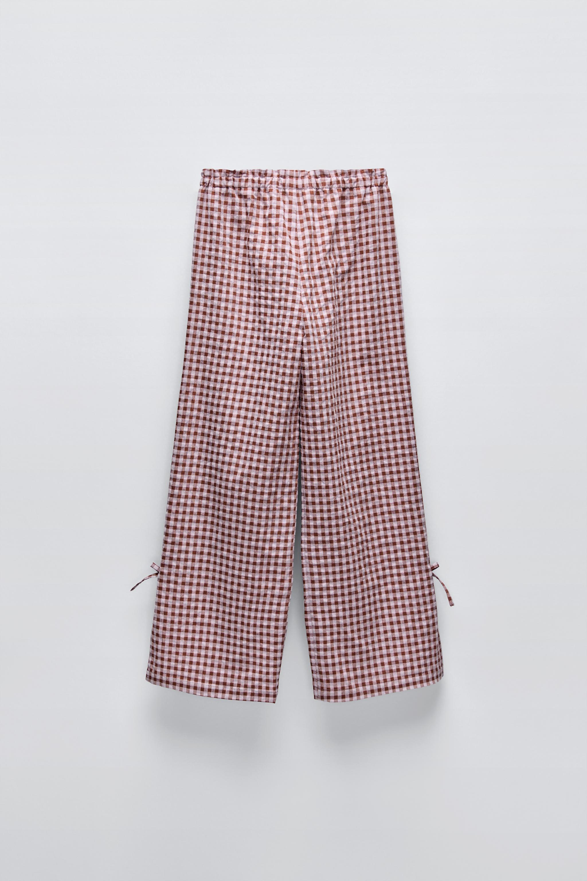 Gingham pants zara on sale