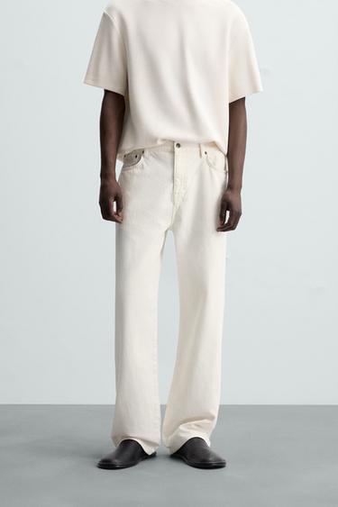 JEANS STRAIGHT FIT ALGODÓN - CÁÑAMO - Blanco roto de Zara