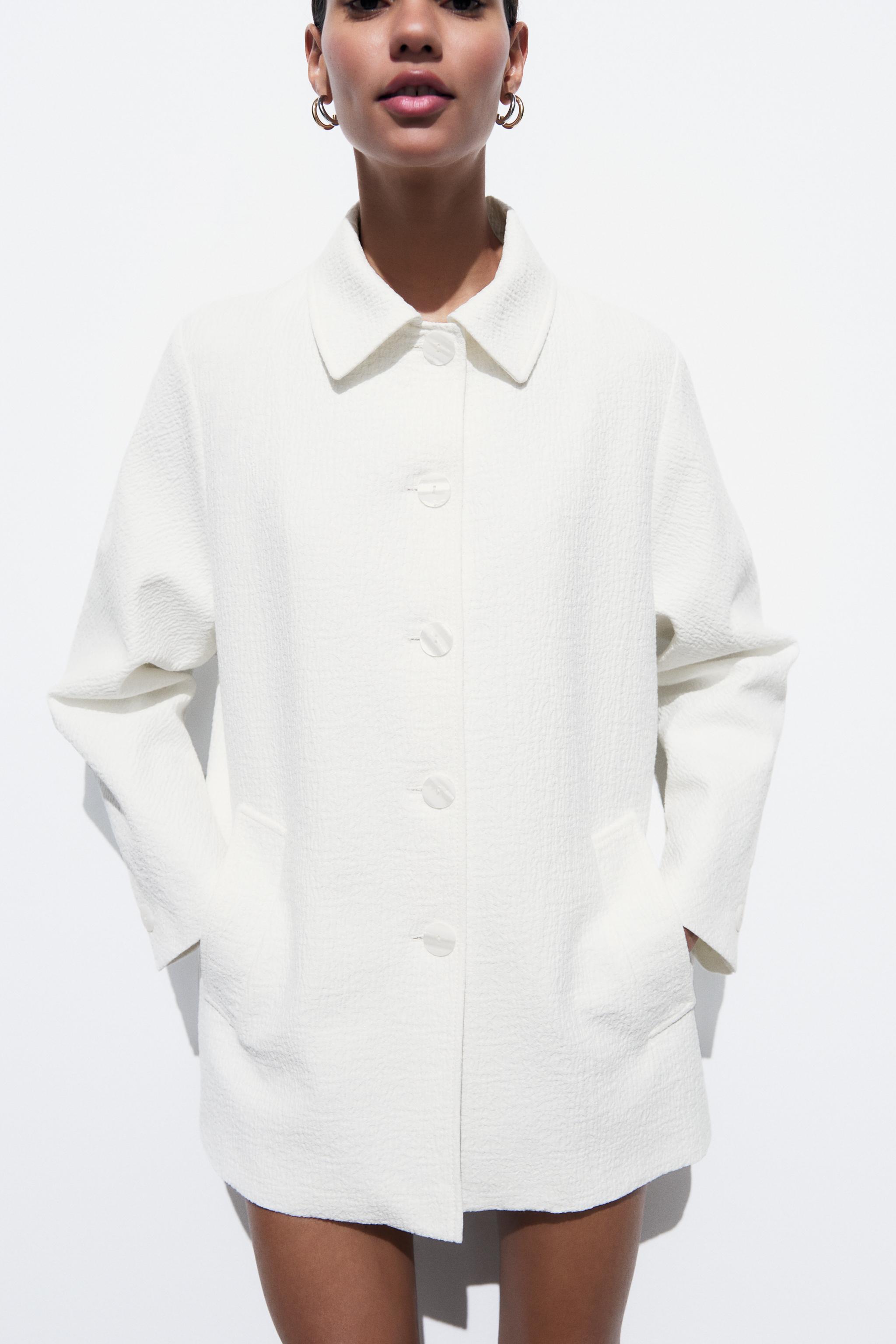 Zara white cheap wool coat