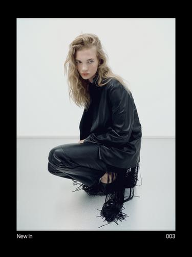 Zara Flowing nappa leather blazer - Black