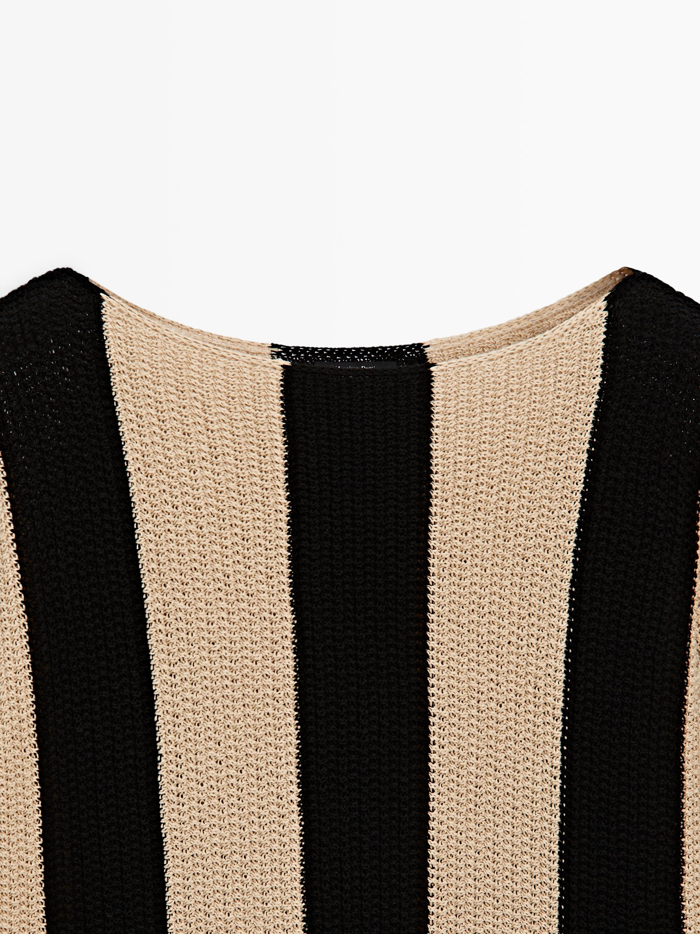 Pull maille rayée avec coton