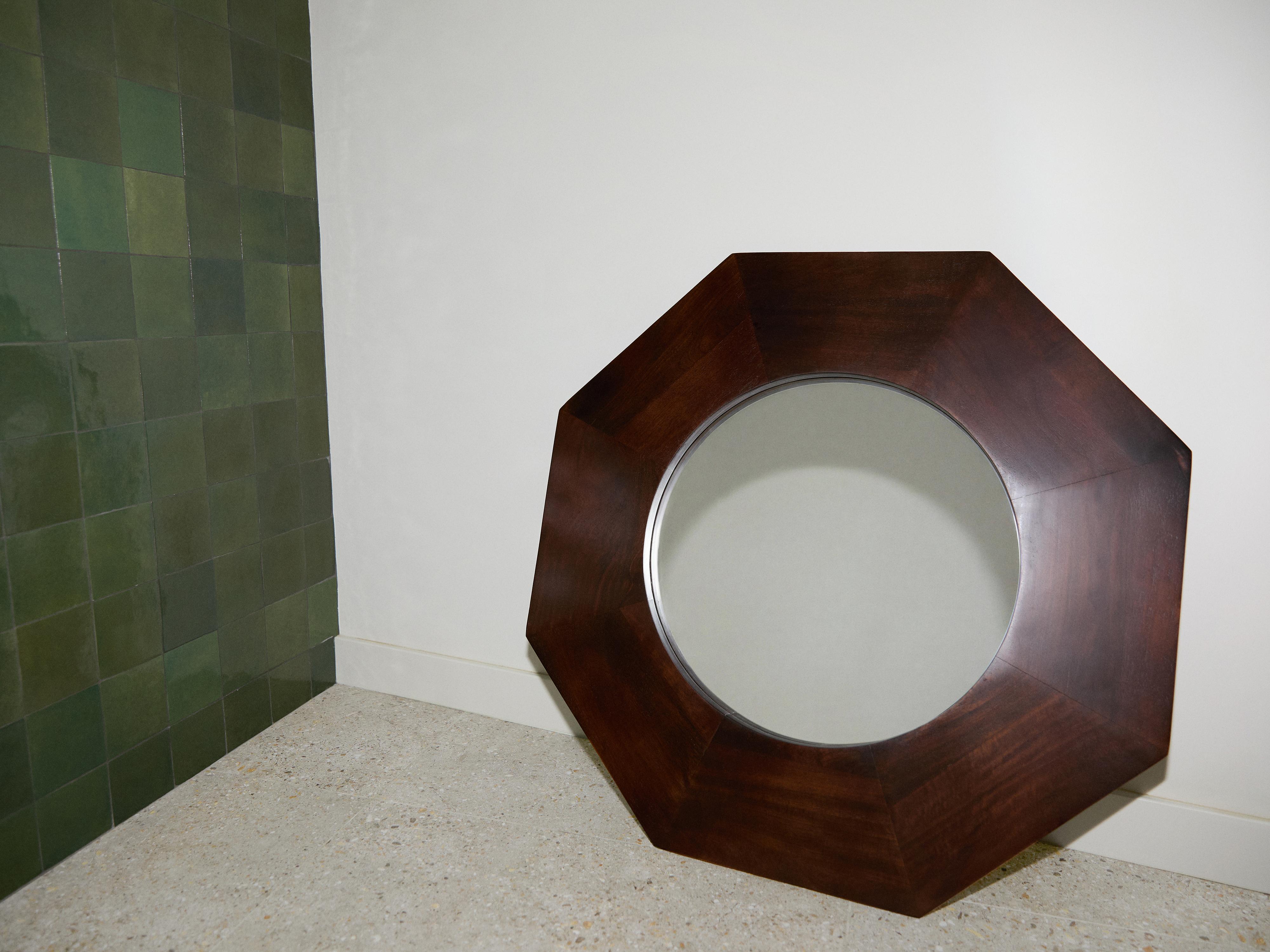 OCTAGONAL BORDER MIRROR — Brown