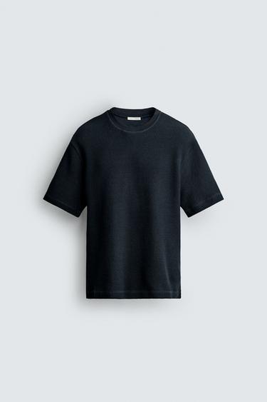 シアサッカーTシャツネイビーブルーZaraのシアサッカーTシャツ - ネイビーブルー