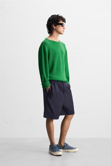 PULL 100 % LIN - Vert émeraude de Zara - Image 3