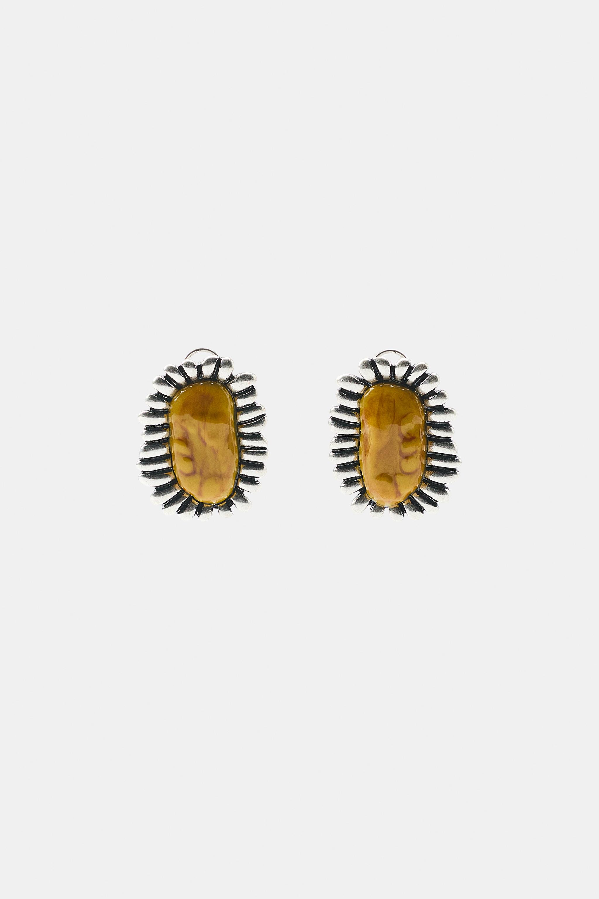 METALLIC RESIN TEXTURE EARRINGS — Silver