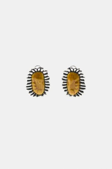 METALLIC RESIN TEXTURE EARRINGS — Silver 2
