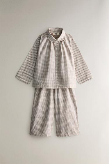 KARIERTER KINDERPYJAMA - Cremefarben von Zara - Bild 0