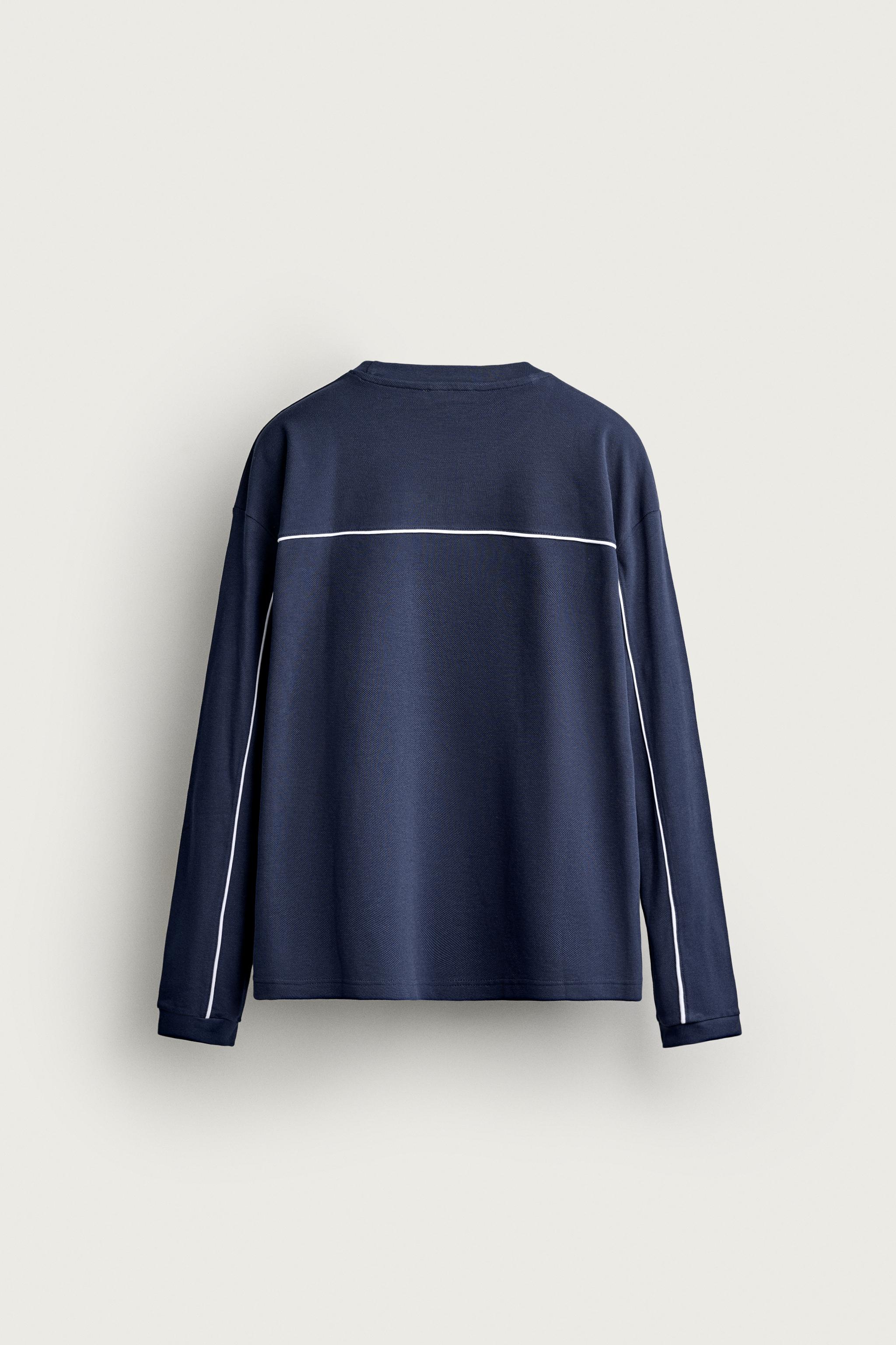 Zara KONTRAST DETAYLI DOKULU İŞLEMELİ SWEATSHIRT görsel 8