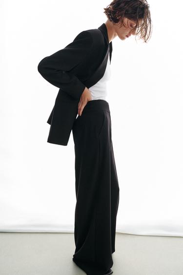 HIGH-WAIST WIDE-LEG TROUSERS - Black by Zara