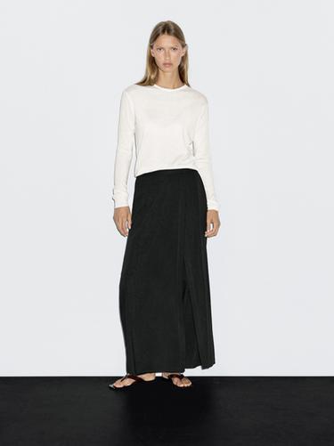 Zara Wool blend knit sweater with crew neck - Ecru