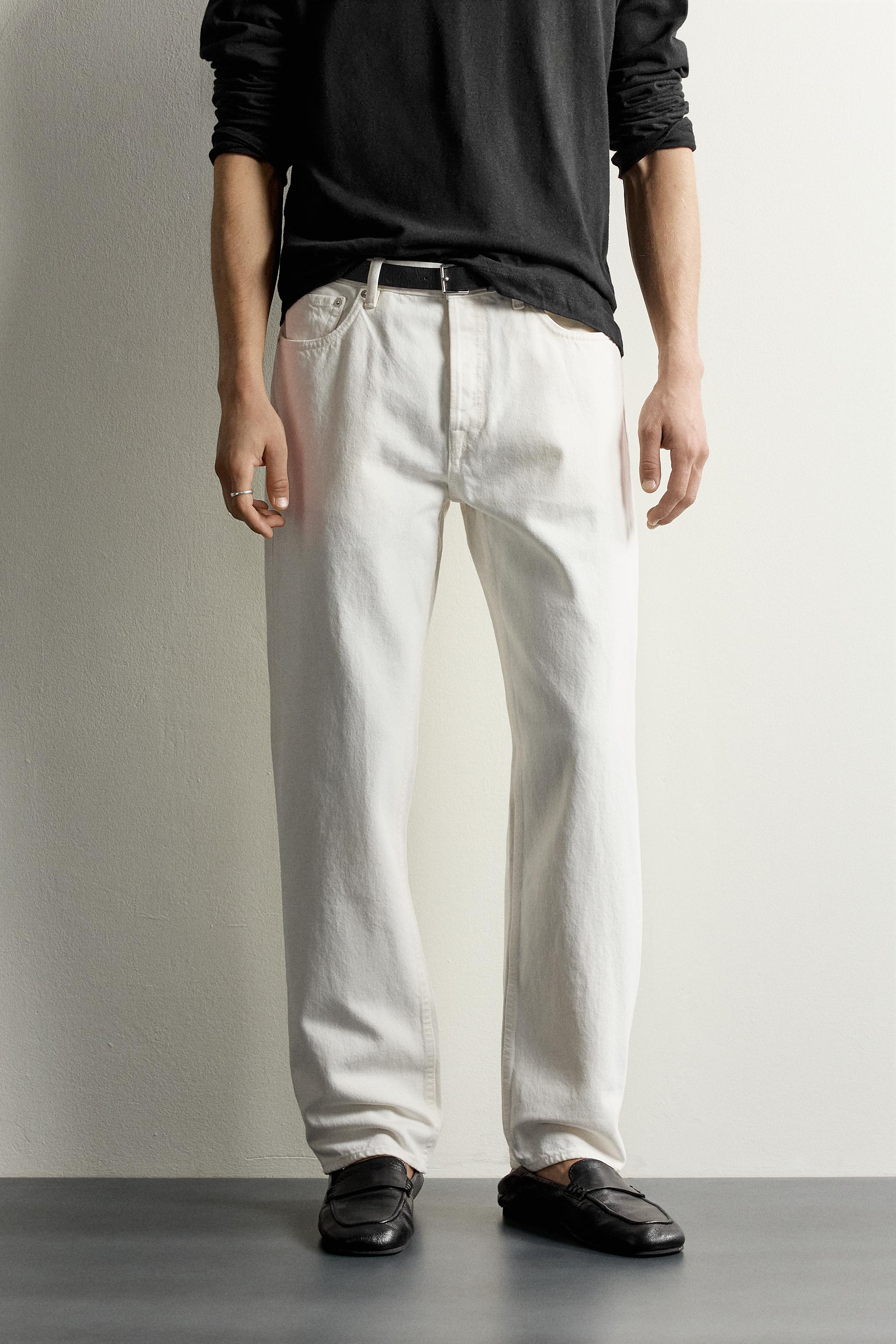 STRAIGHT FIT JEANS — Oyster-white