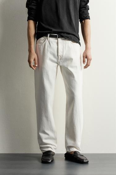 JEANS STRAIGHT FIT - Branco-marfim da Zara