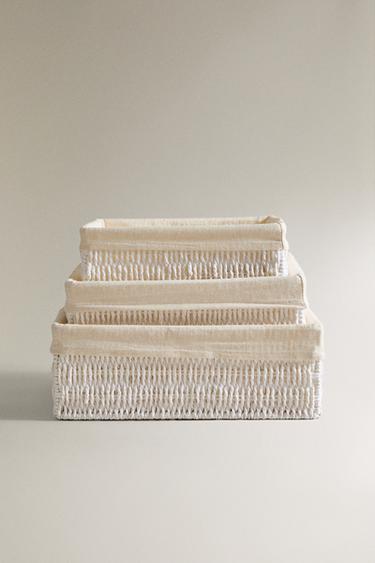CESTA RECTANGULAR FORRO ALGODÓN - Blanco de Zara
