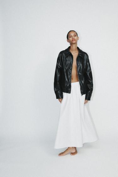 LEATHER EFFECT BOMBER JACKET - Black by Zara