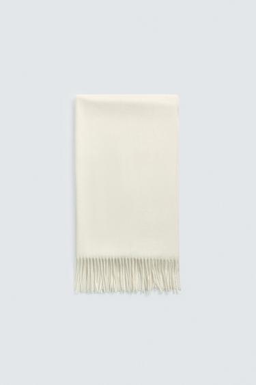 FRINGED SCARF - Ecru by Zara