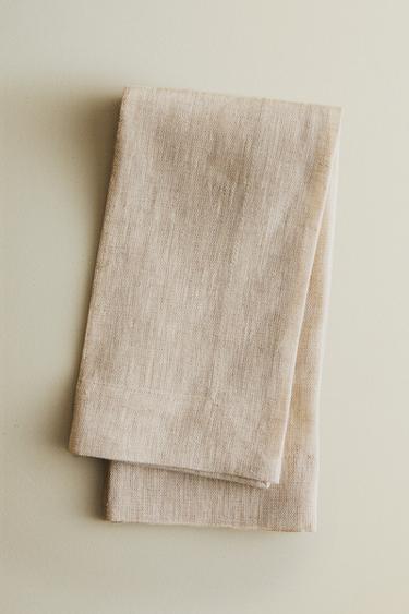 PACK OF DOUBLE-FABRIC LINEN NAPKINS (PACK OF 2) - Light beige by Zara