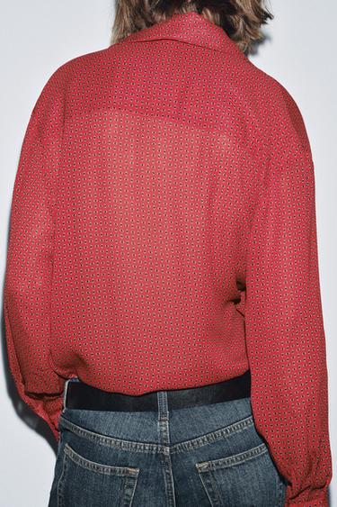 BLOUSE IMPRIMÉE À NŒUDS ZW COLLECTION - Rouge de Zara - Image 2