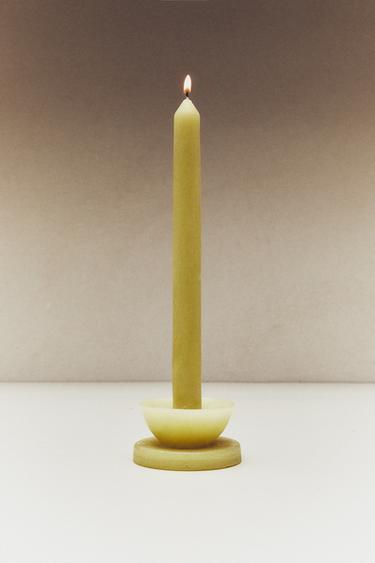 DECORATIEVE KAARS MET VOET - Geel van Zara