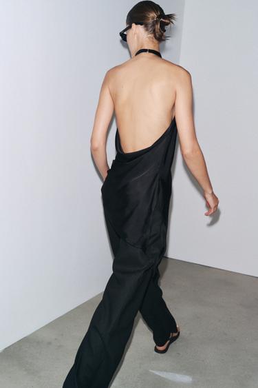 ZW COLLECTION SATIN HALTER TOP - Black by Zara - Image 3