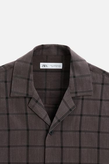 CHEMISE AVEC STRUCTURE À CARREAUX - Marron de Zara - Image 7