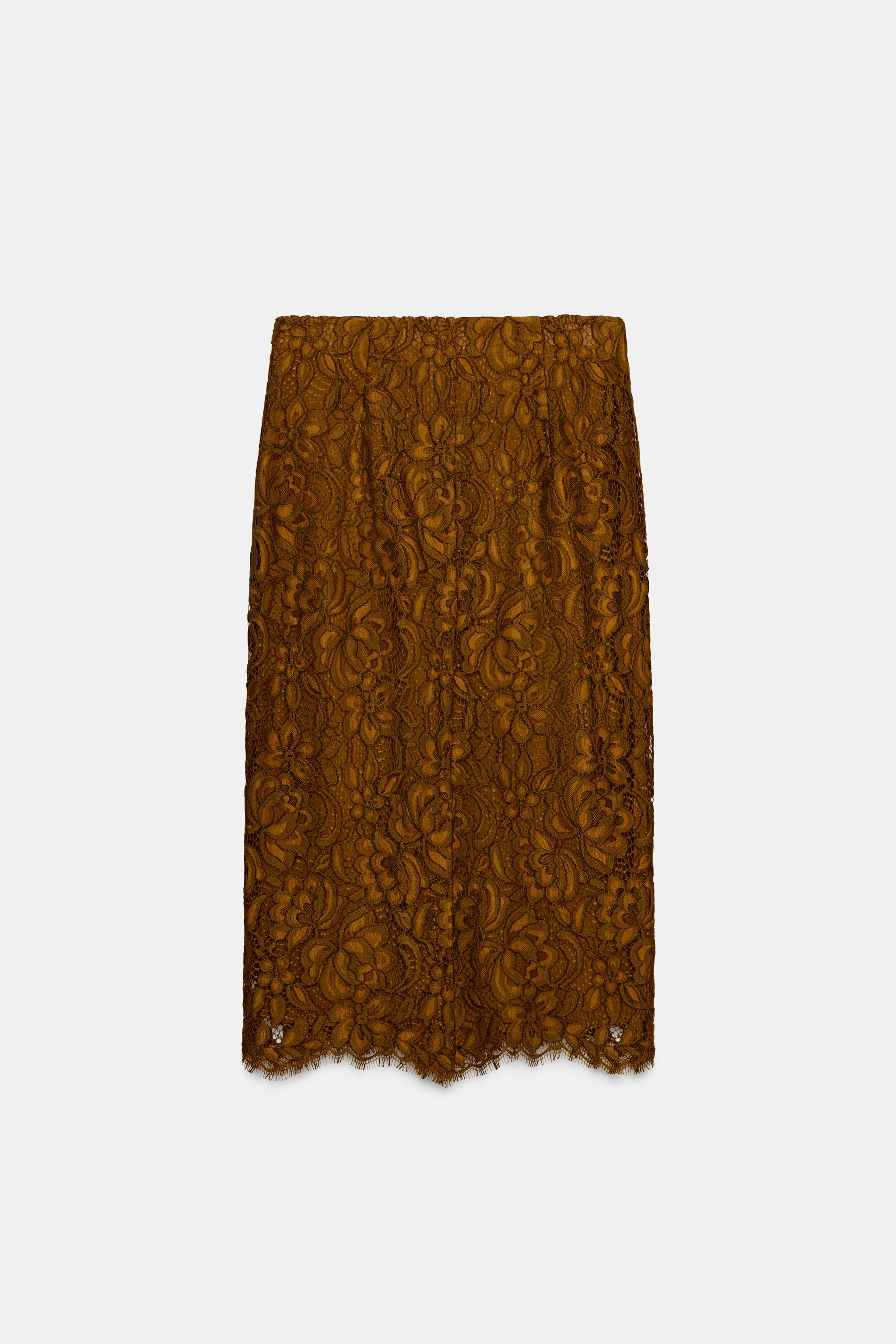 SAIA MIDI DE RENDA ZW COLLECTION LIMITED EDITION - Mostarda | ZARA