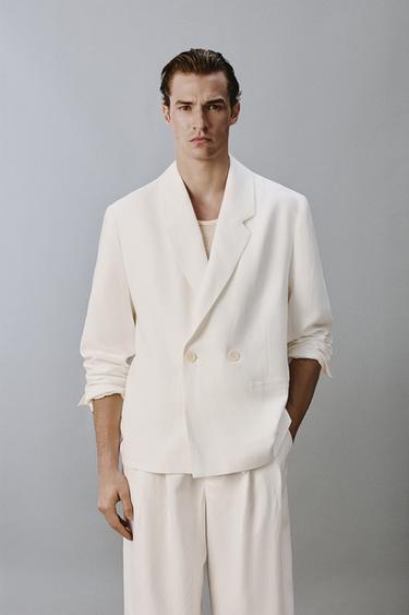 BLAZER RELAXED FIT AUS VISKOSE-LEINEN-MISCHGEWEBE - Weiß von Zara