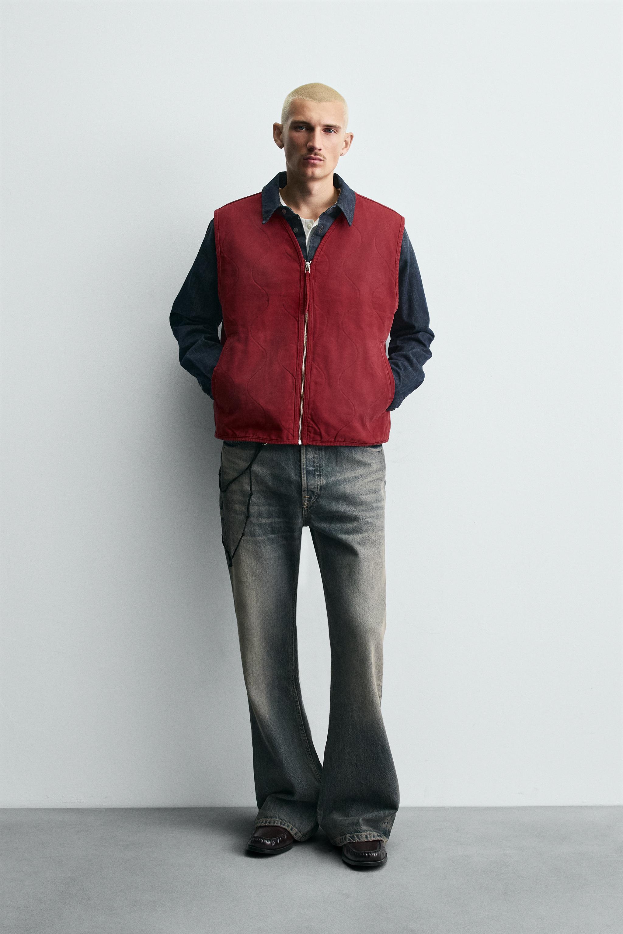 passport オリーブ　ベスト ウォッシュドパフベスト - レッド | ZARA Japan / 日本